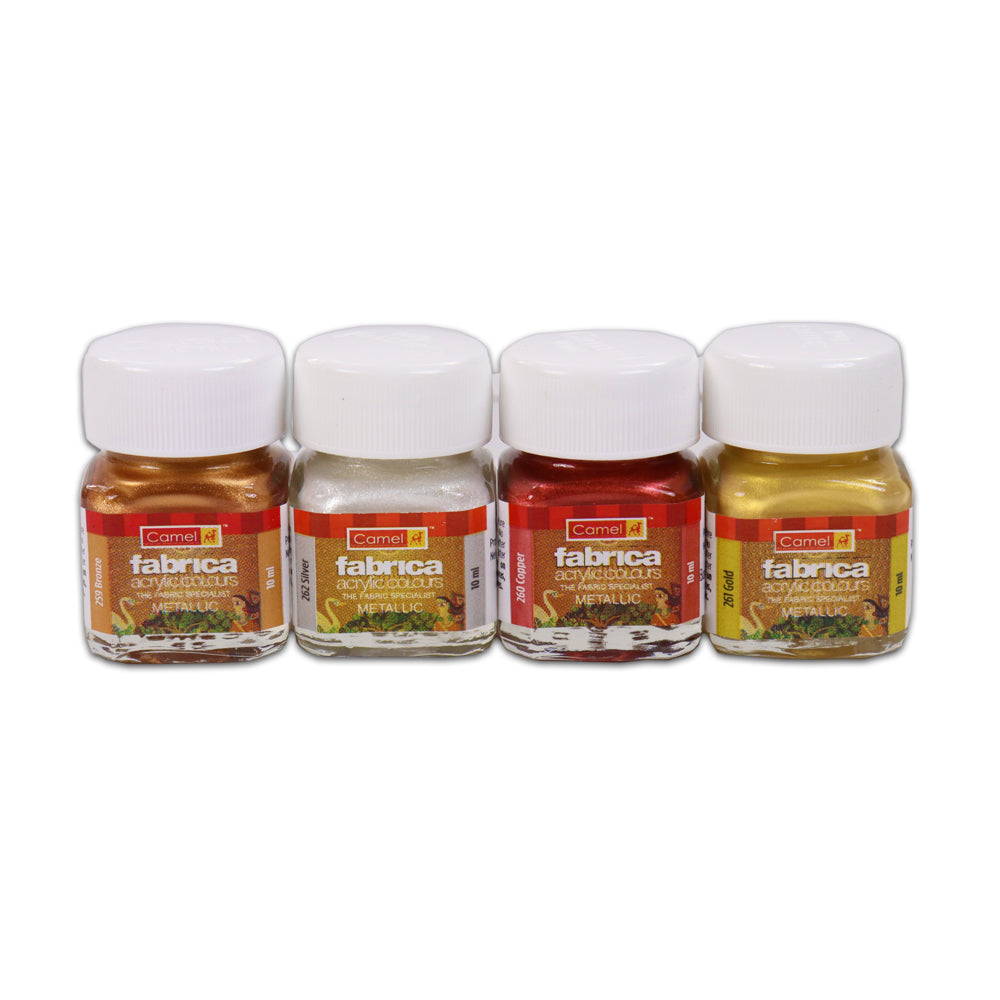 Camlin Fabrica Acrylic Metallic Colour-  10ml each, 6 Shades
