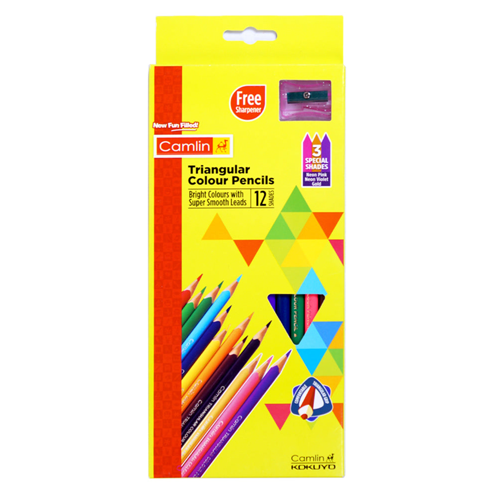 Camlin Triangular Colour Pencils- 12 shades