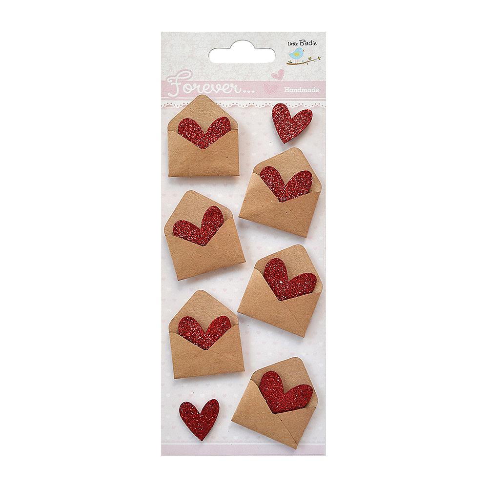 Itsy Bitsy Self-adhesive Stickers -  Kraft Love Letters, 8Pc
