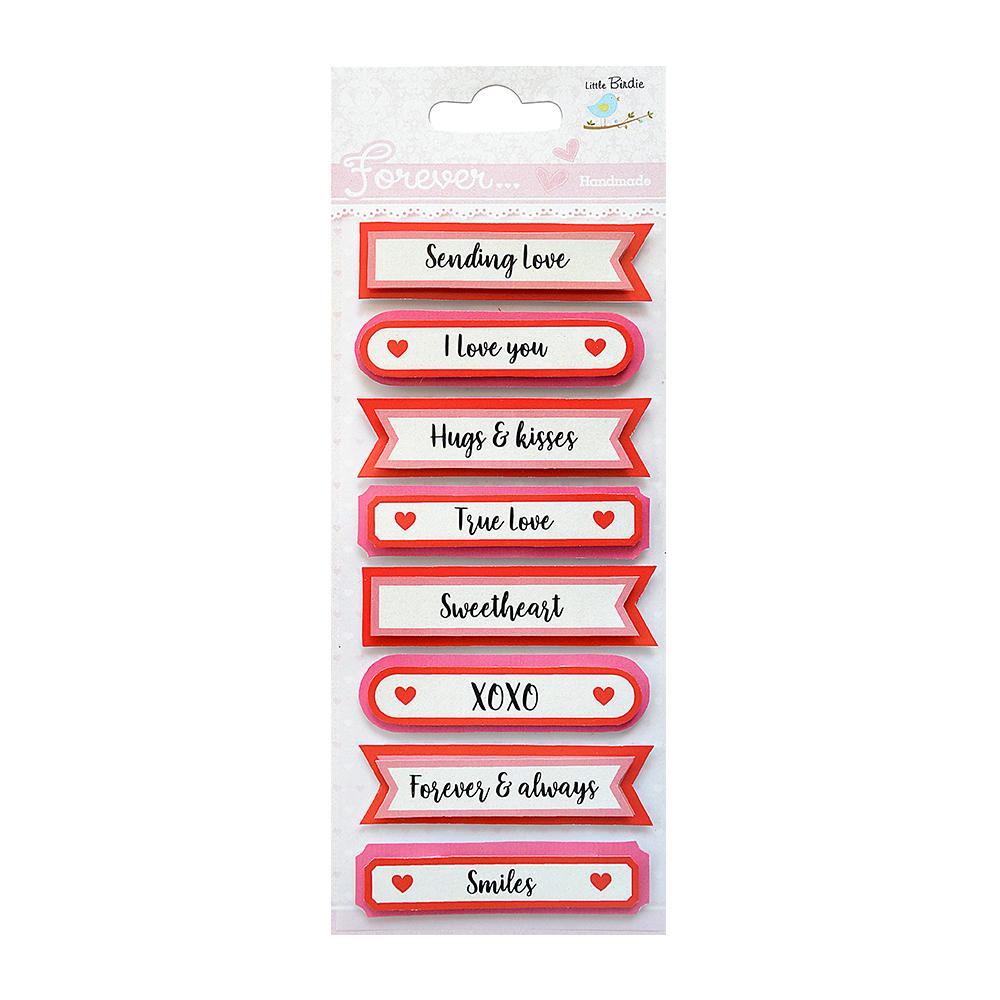 Itsy Bitsy Self-adhesive  Stickers - Loving Words, 8Pc