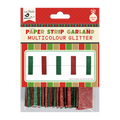 Little Birdie Christmas Glitter Paper Strips Garland Red & Green 3m
