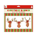 Little Birdie Christmas Banner - Glitter Reindeer, 12pc & 4m Ribbon