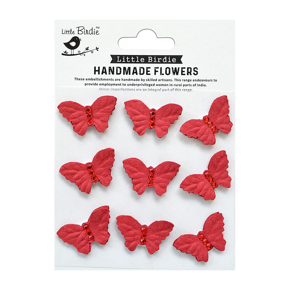 Little Birdie Handmade flowers- Jewel Butterfly Love & Roses 9Pcs