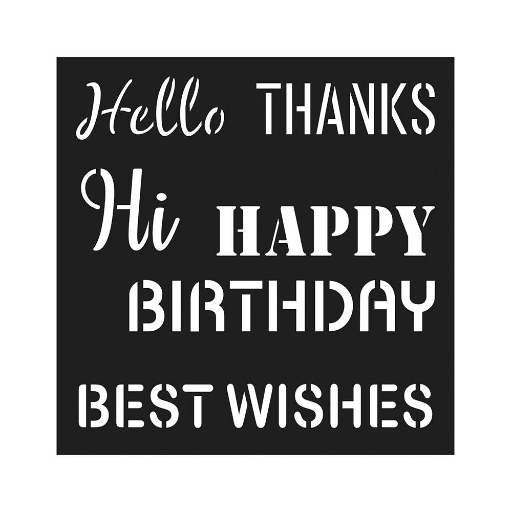 Stencil Birthday Wishes 4X4Inch 1Pc Lb