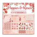 Paper Pack 6In X 6In 12Des X 2 Poppies & Roses 24 Sheets 250Gsm Lb