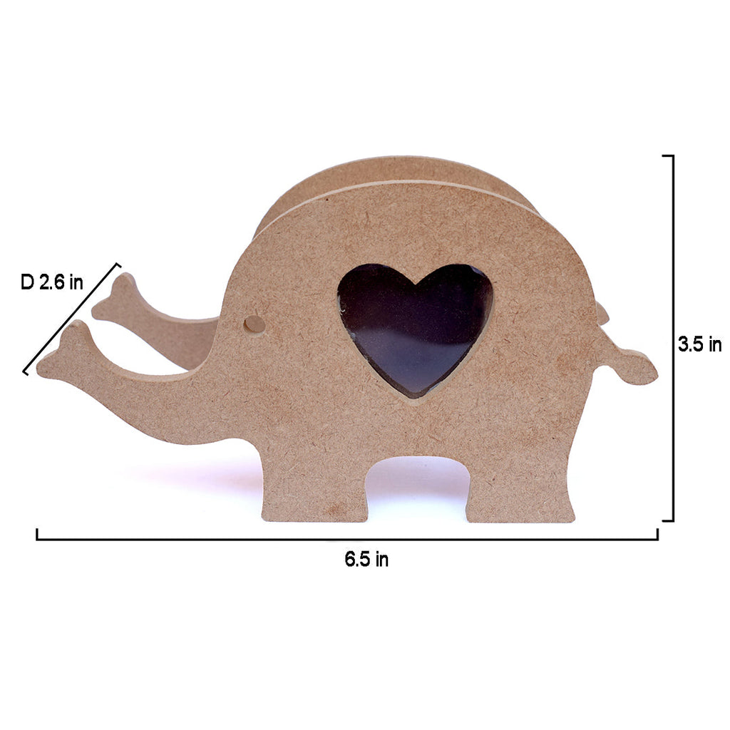 MDF Elephant Piggy Bank W6.25 X H3.5 X D2.6Inch 5.5Mm Thick 1Pc Lb