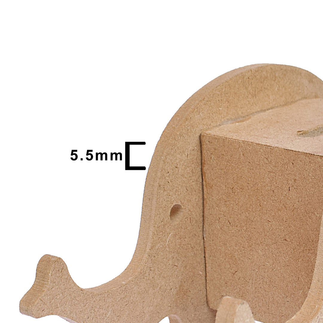 MDF Elephant Piggy Bank W6.25 X H3.5 X D2.6Inch 5.5Mm Thick 1Pc Lb