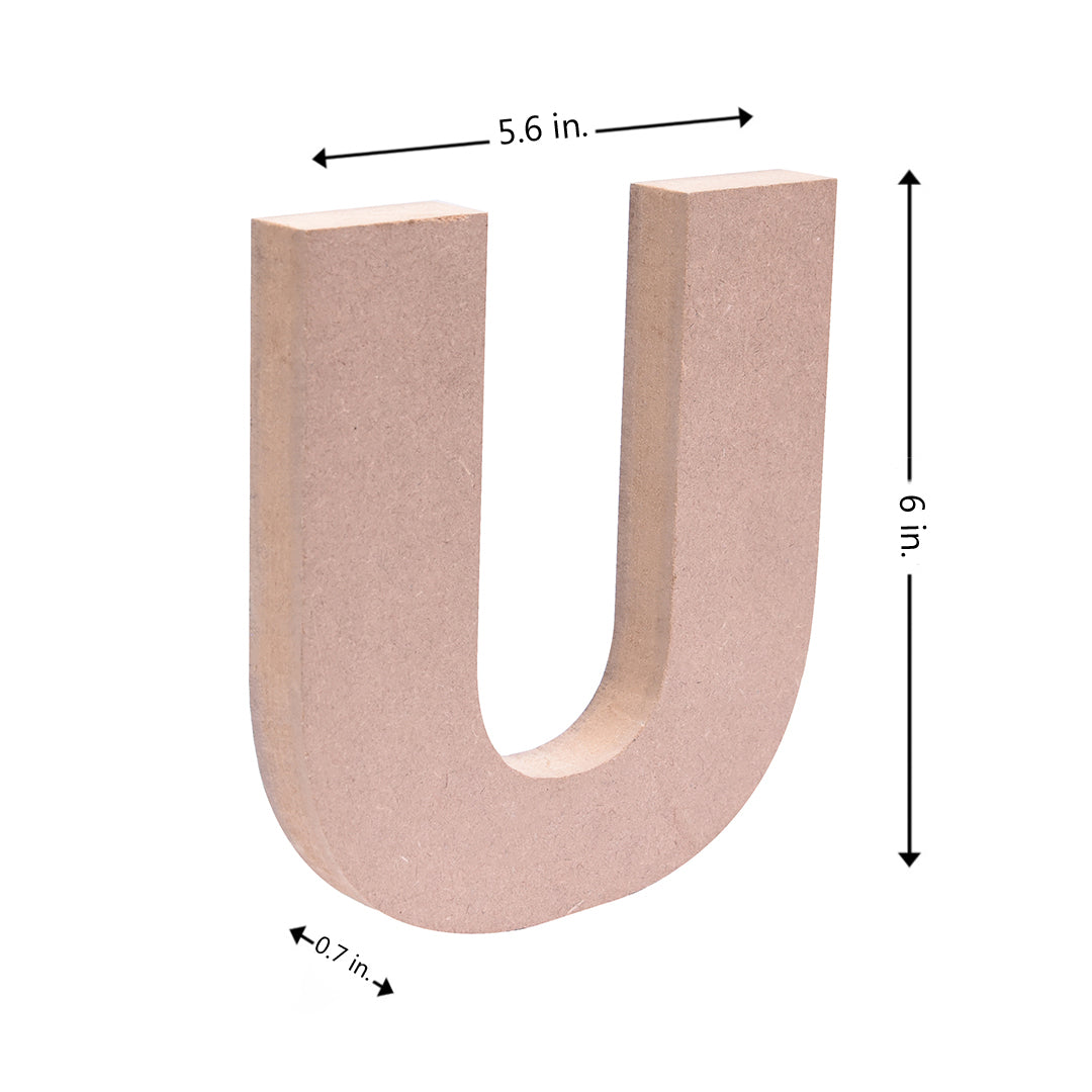 MDF Alphabet U W5.6 X H6Inch 18Mm Thick 1Pc Lb