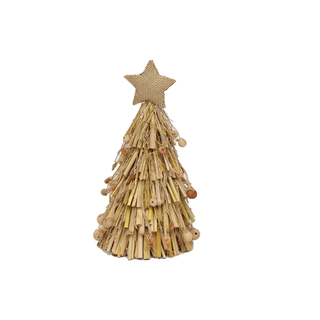 Handmade Christmas Natural Hay Tree - H8 X W3inch, 1pc
