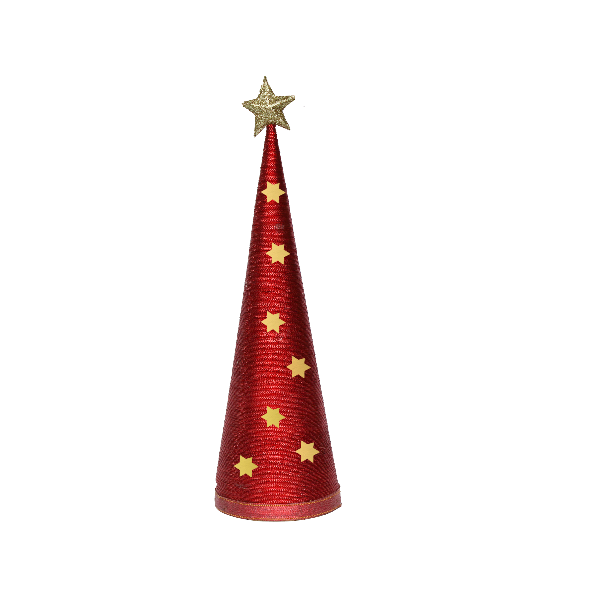 Handmade Conical Christmas Lurex Tree with Sequins and Star - Height 14.5 X Width4inch, Red, 1pc