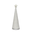 Handmade Conical Christmas Tinsel Tree with Sequins and Star - 14.5 X 4inch, Snow White, 1pc