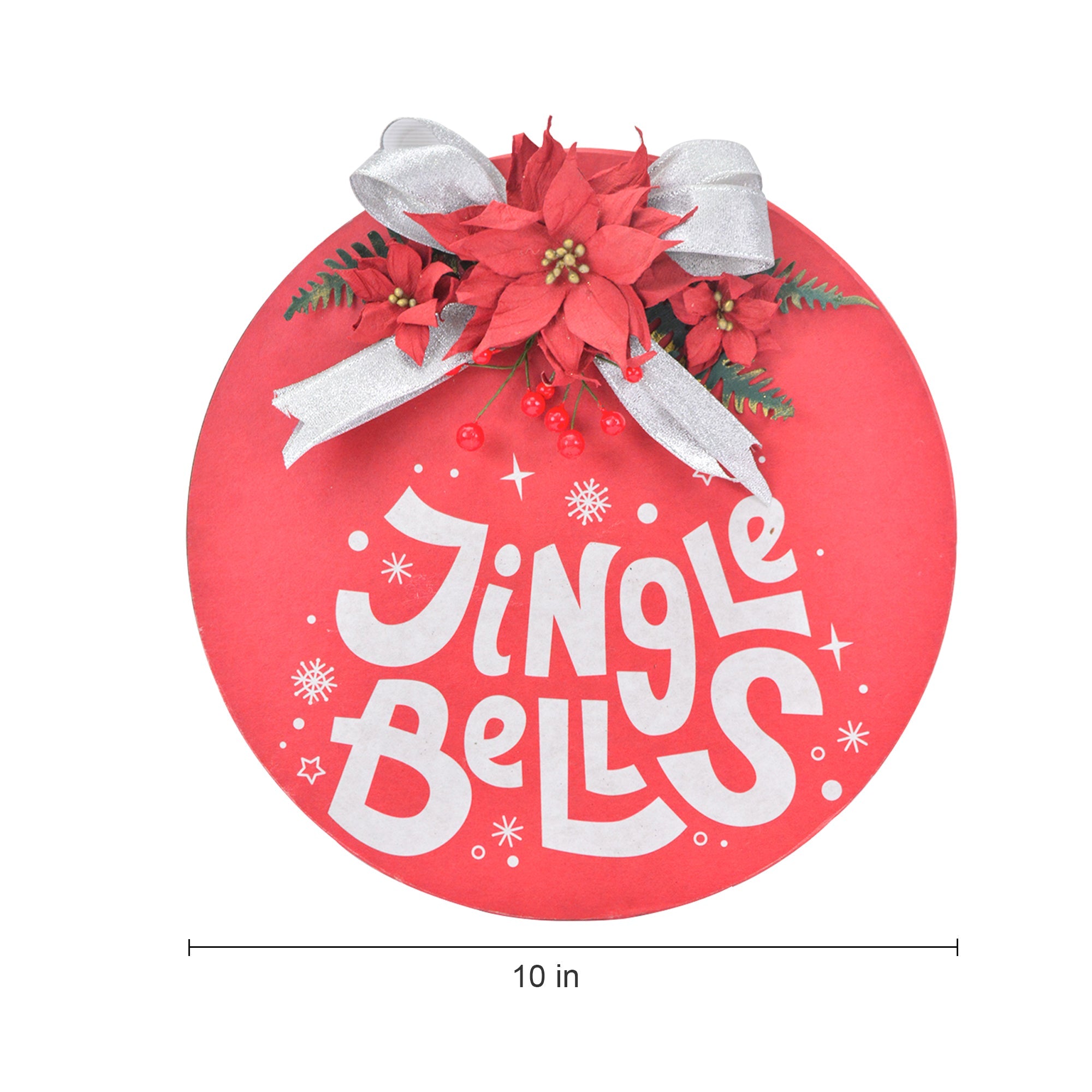 Christmas Wall Decor MDF-Jingle Bells Floral Round W 10X H 10 1Pc