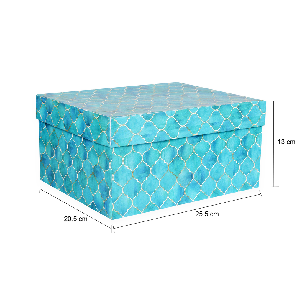 Gift Box Moroccan Trellis Aqua Shimmer L25.5 X W20.5 X D13(cm)