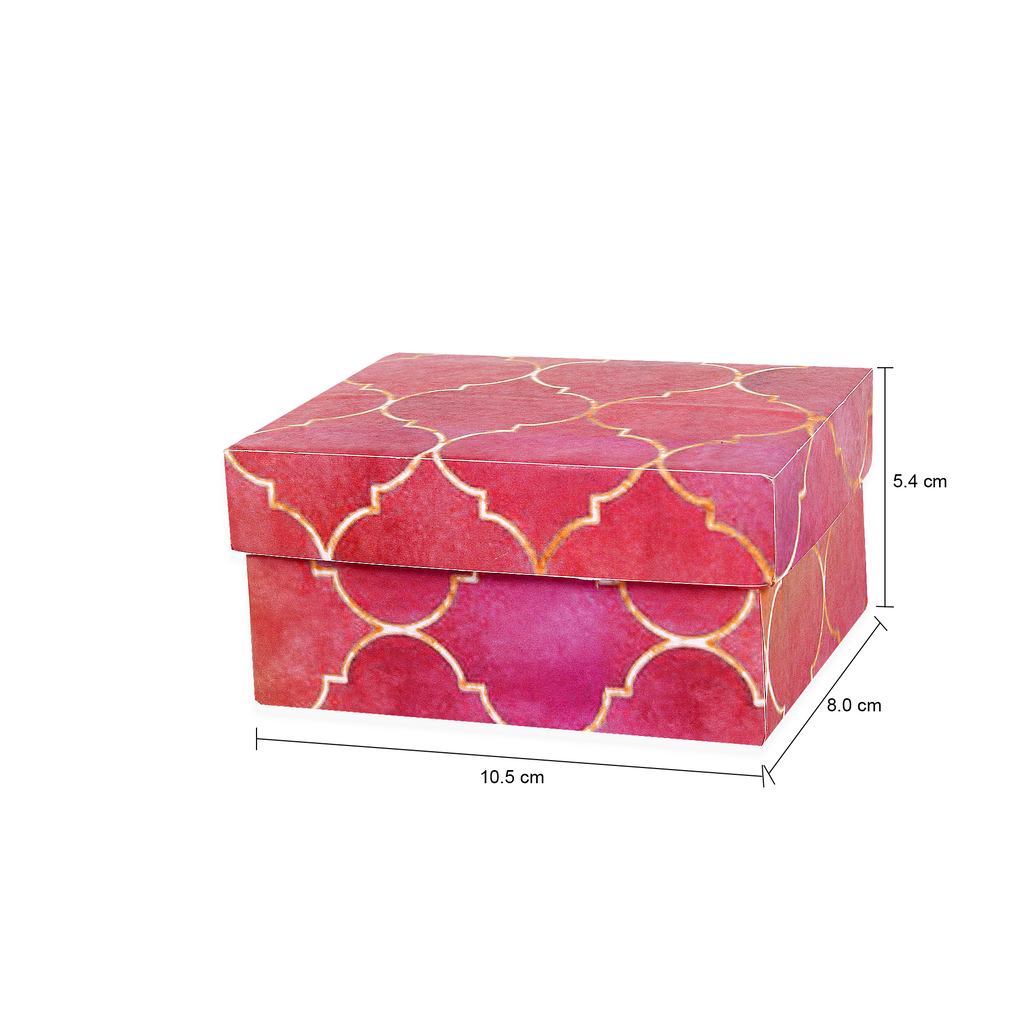 Gift Box With Bow Moroccan Trellis Rosy Shimmer L10.5 X W8 X D5.4(cm)