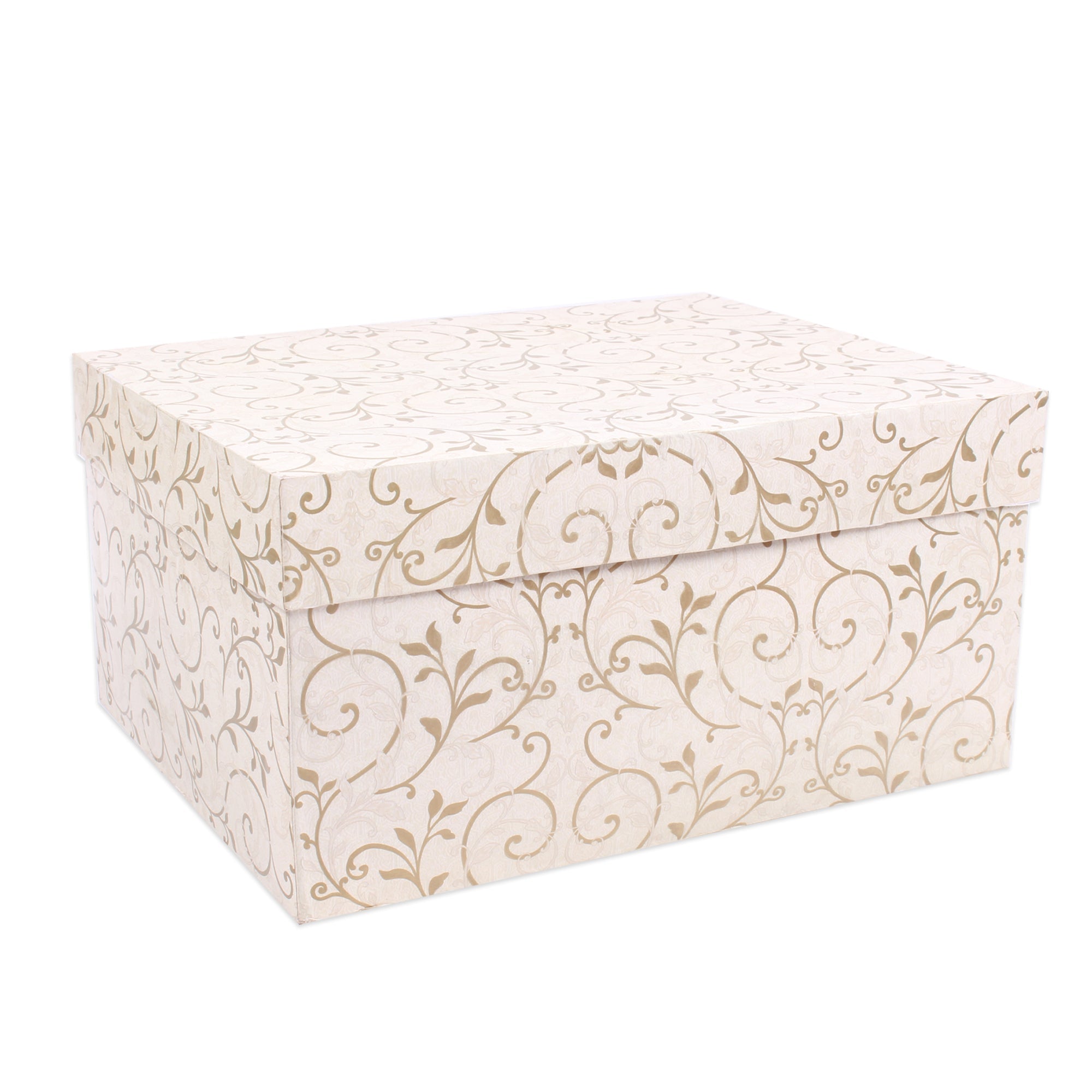 Gift Box Floral Swirls Ivory Shimmer L25.5 X W20.5 X D13(cm)