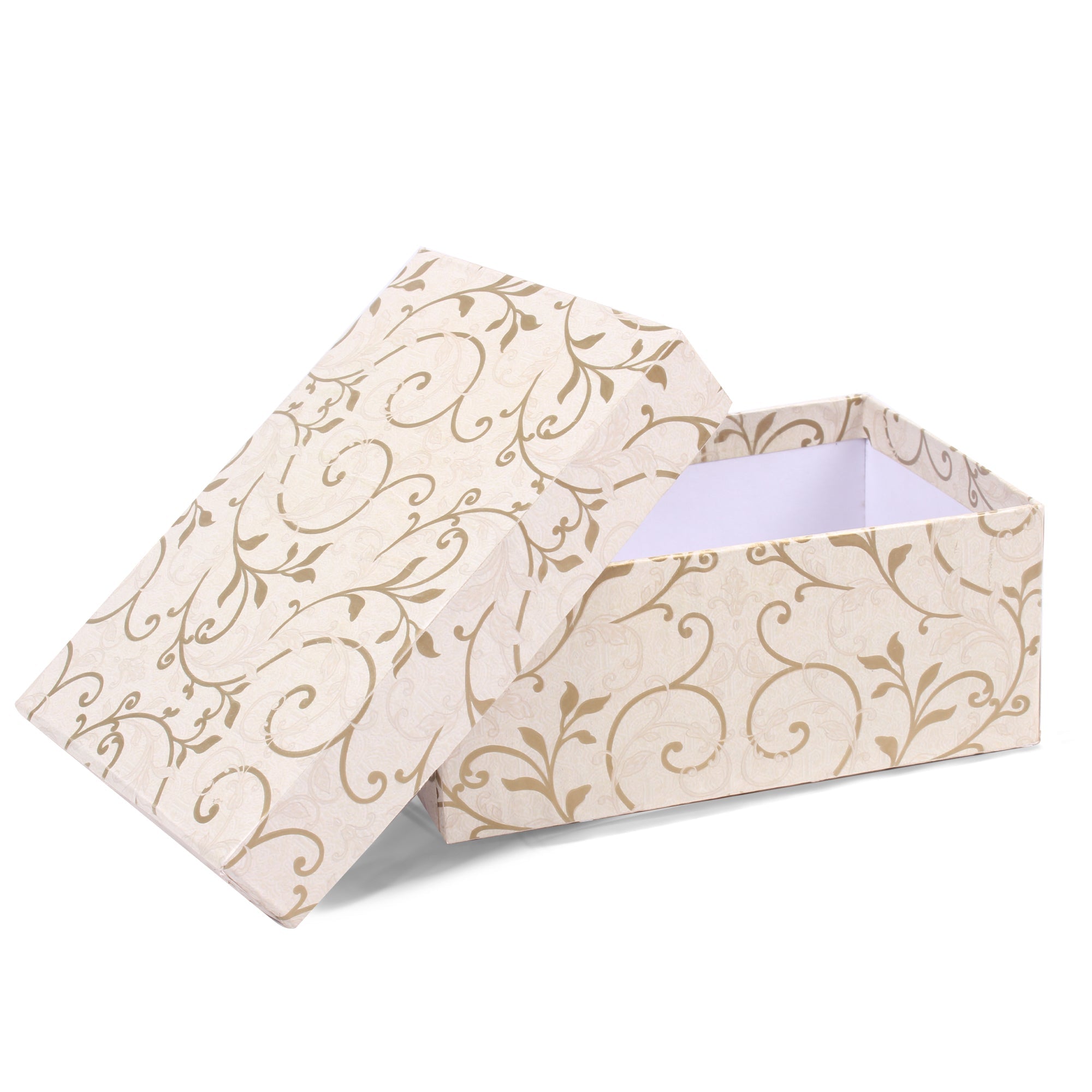 Gift Box Floral Swirls Ivory Shimmer L21 X W15.5 X D10.5(cm)