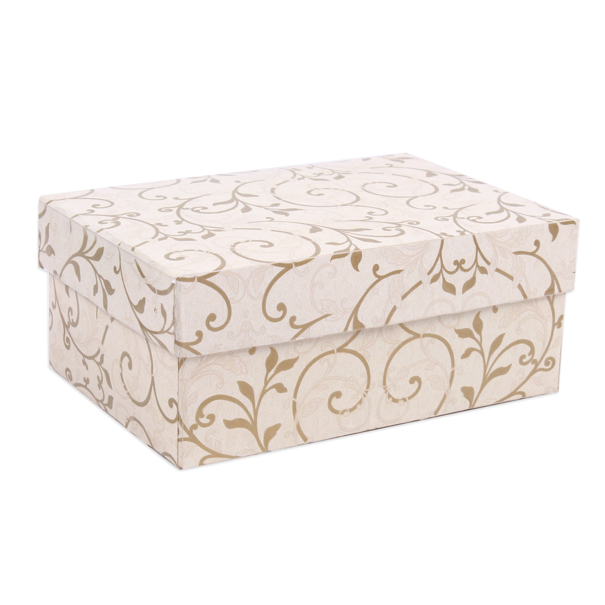 Gift Box Floral Swirls Ivory Shimmer L15.5 X W10.5 X D6.5(cm)