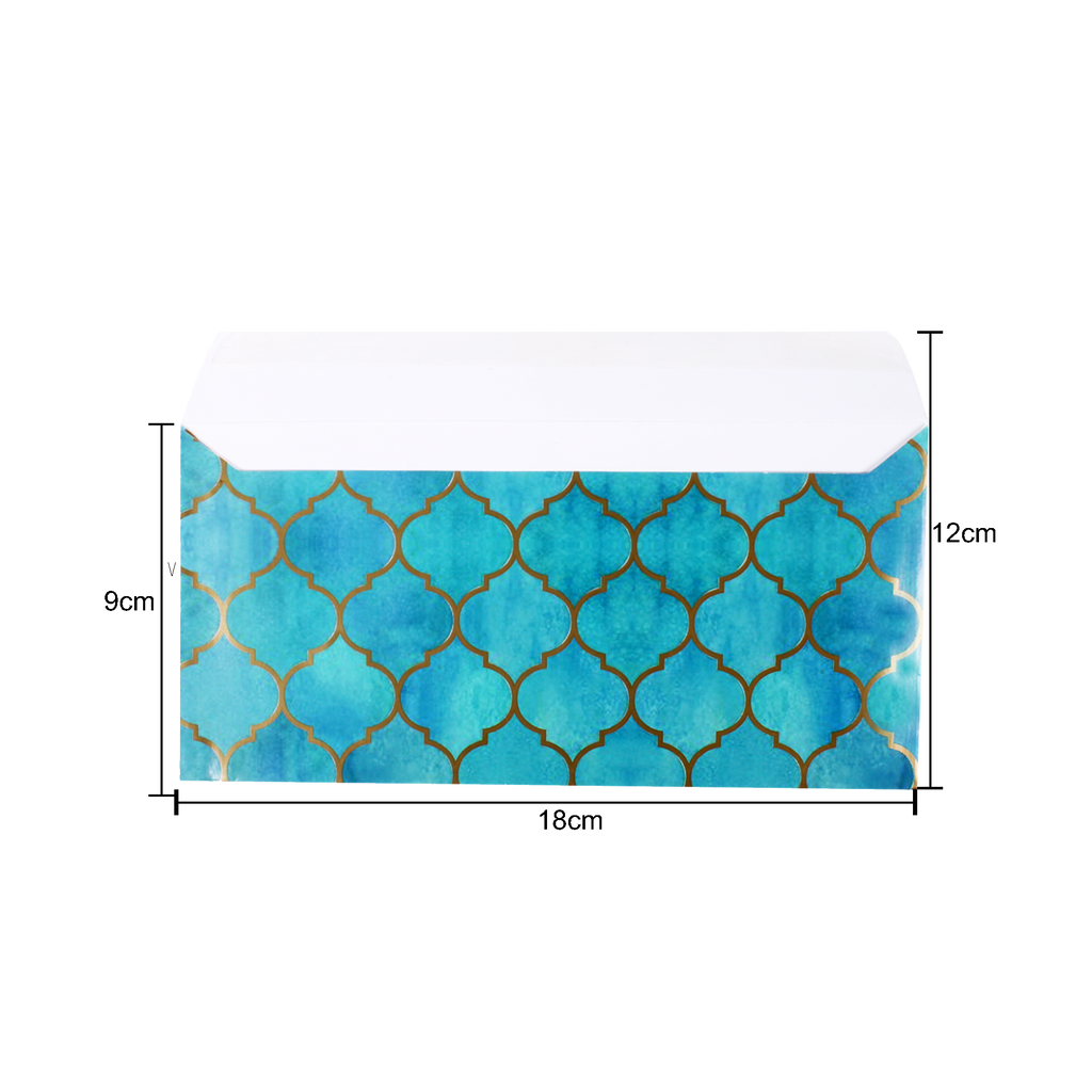 Gift Envelope Moroccan Trellis Aqua Shimmer 4pc