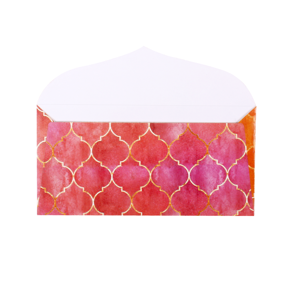Gift Envelope Moroccan Trellis Rosy Shimmer 4pc