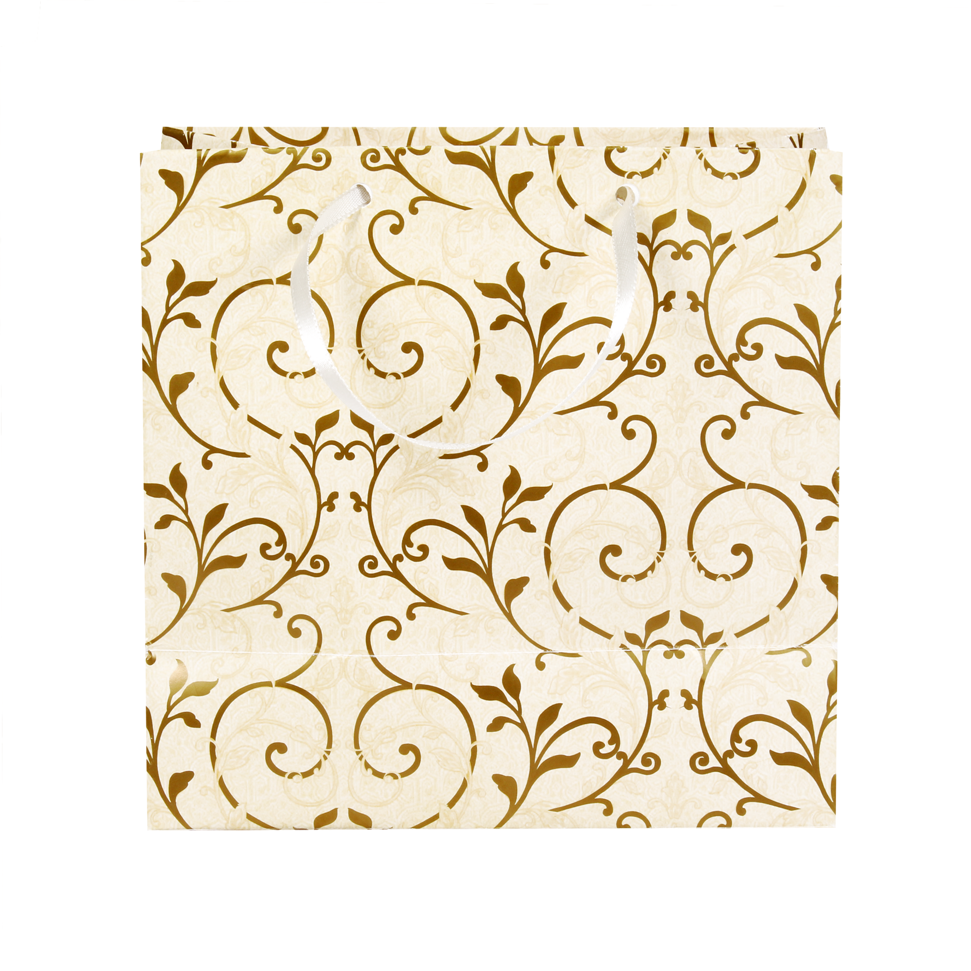 Gift Bags Floral Swirls Ivory Shimmer L16 X W17.5 X D9.2Cm 1Pc Gol
