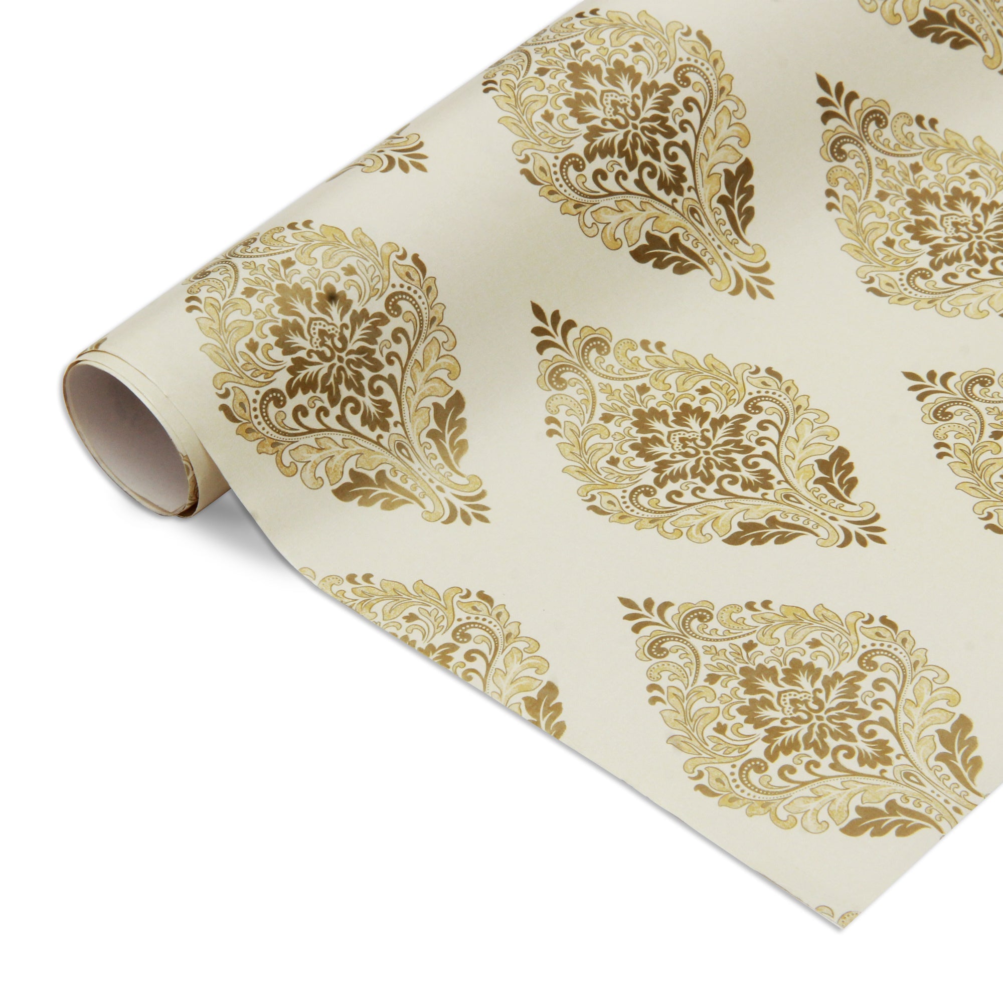 Gift Wraps Damask And Swirls Ivory Shimmer 20 X 30inch 1Roll 5Sheet