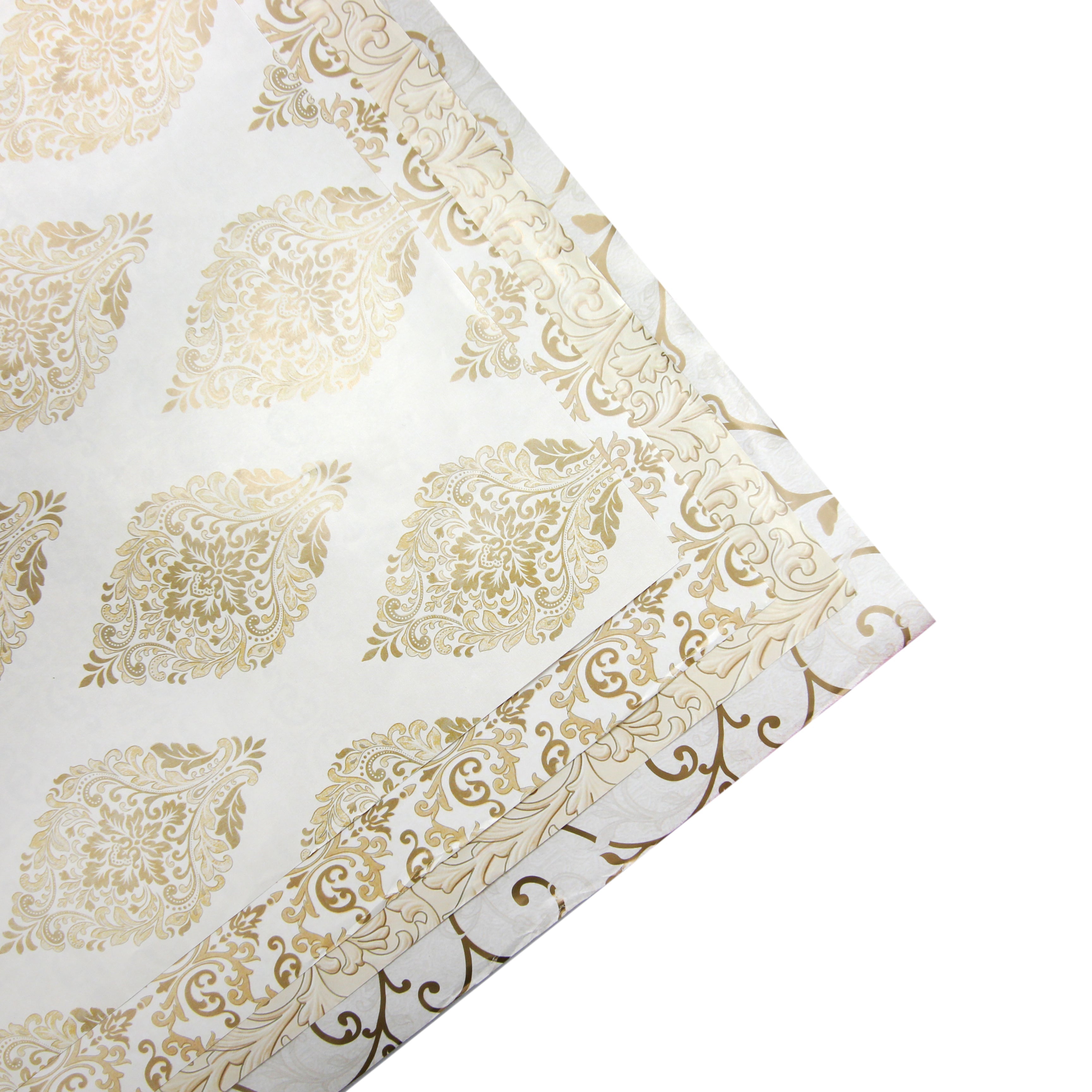Gift Wraps Damask And Swirls Ivory Shimmer 20 X 30inch 1Roll 5Sheet