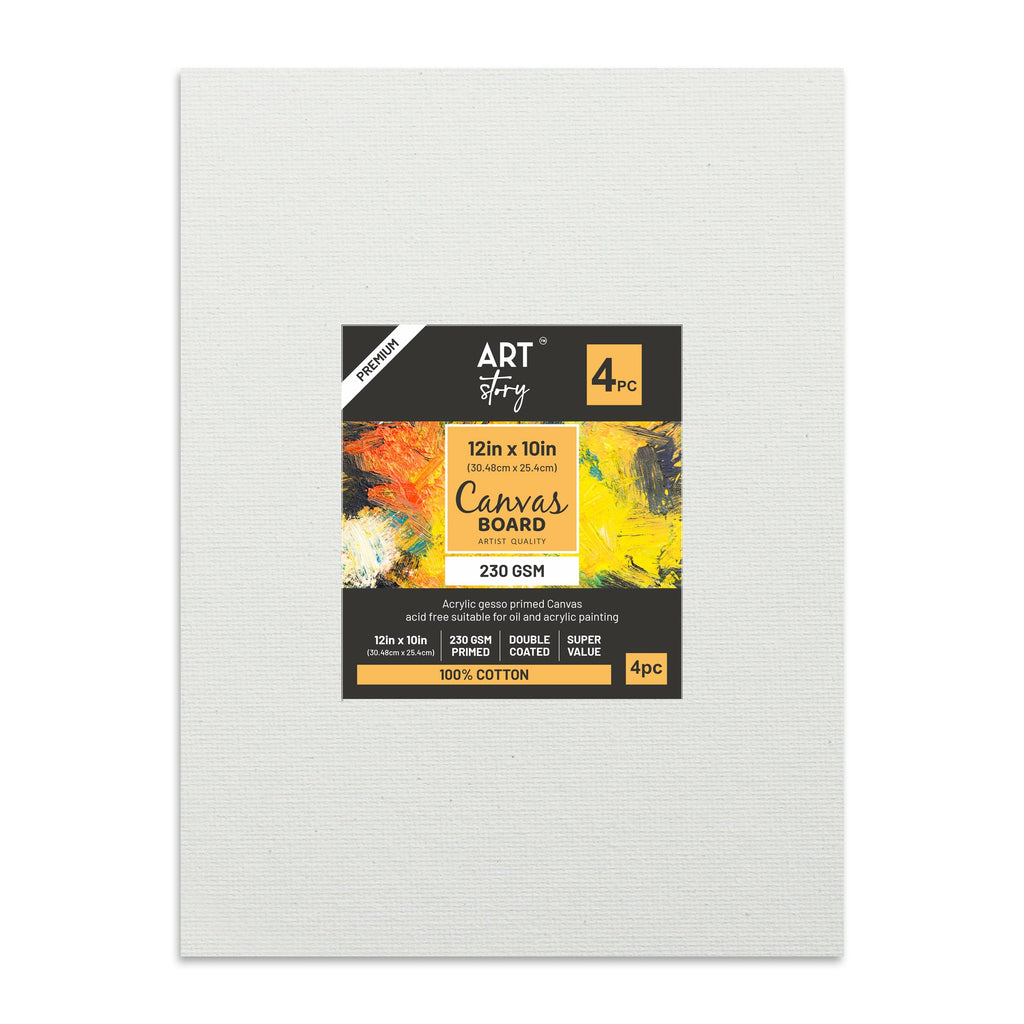 Canvas Board Rectangle 12 X 10Inch 230Gsm 2Mm Thick 4Pc