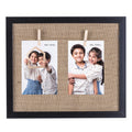 Burlap Photo Frame With 2 Pegs Narrow Black 10 X 12Inch 1Pc Sw Lb