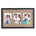 Burlap Photo Frame With 3 Pegs Narrow Black 10 X 20Inch 1Pc Sw Lb