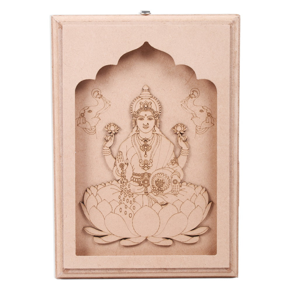 Pre -Marked MDF Hanging Decor with D-Ring - Gracious Lakshmi Frame. Size-12in x 8.5in