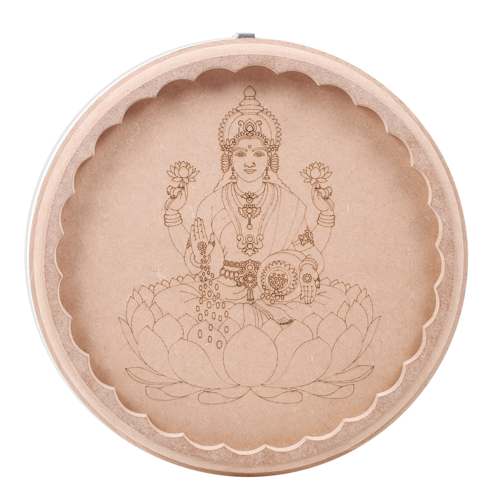 MDF Pre Marked Goddess Lakshmi With D Ring Hanging Hook 10inch Dia 1pc