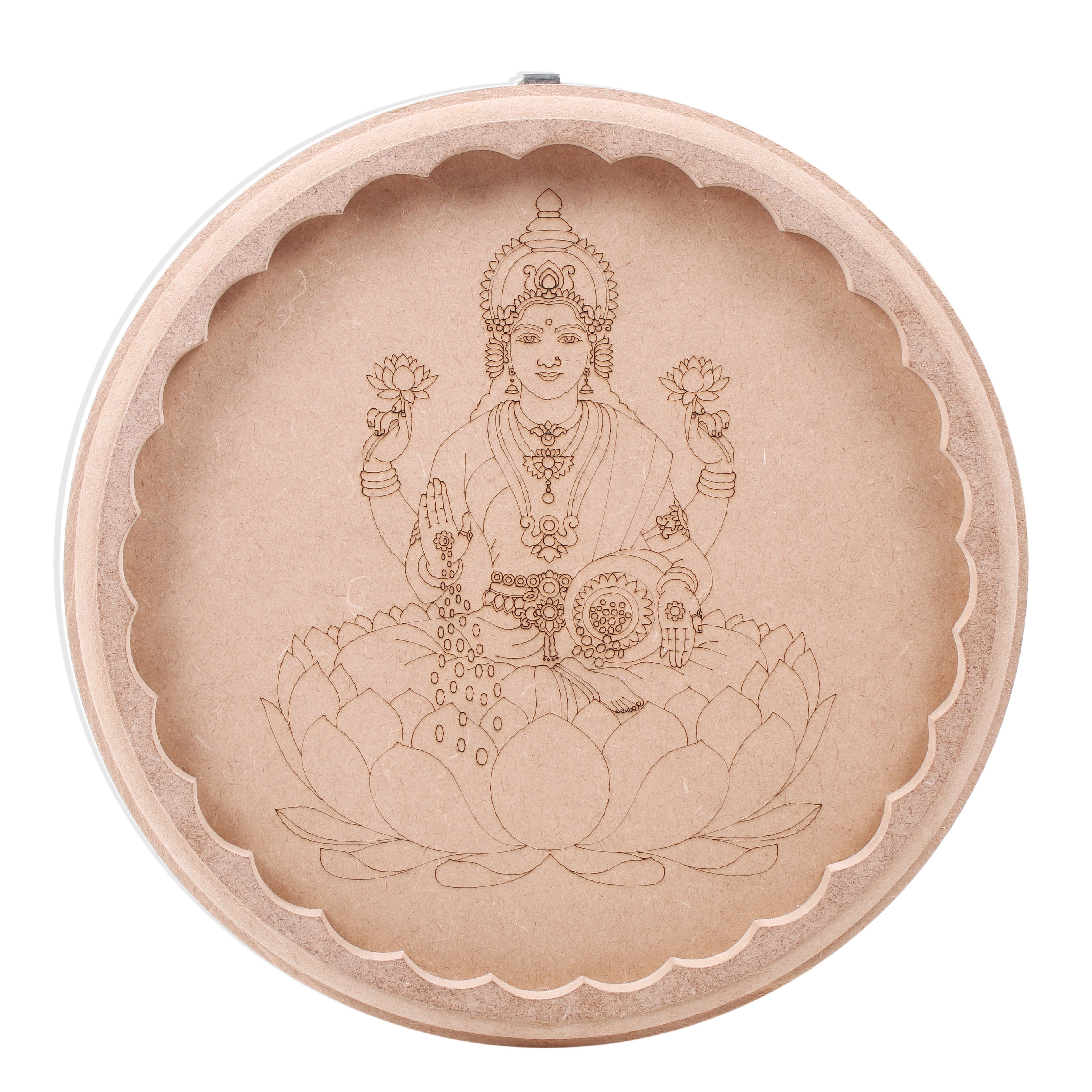 MDF Pre Marked Goddess Lakshmi With D Ring Hanging Hook 10inch Dia 1pc