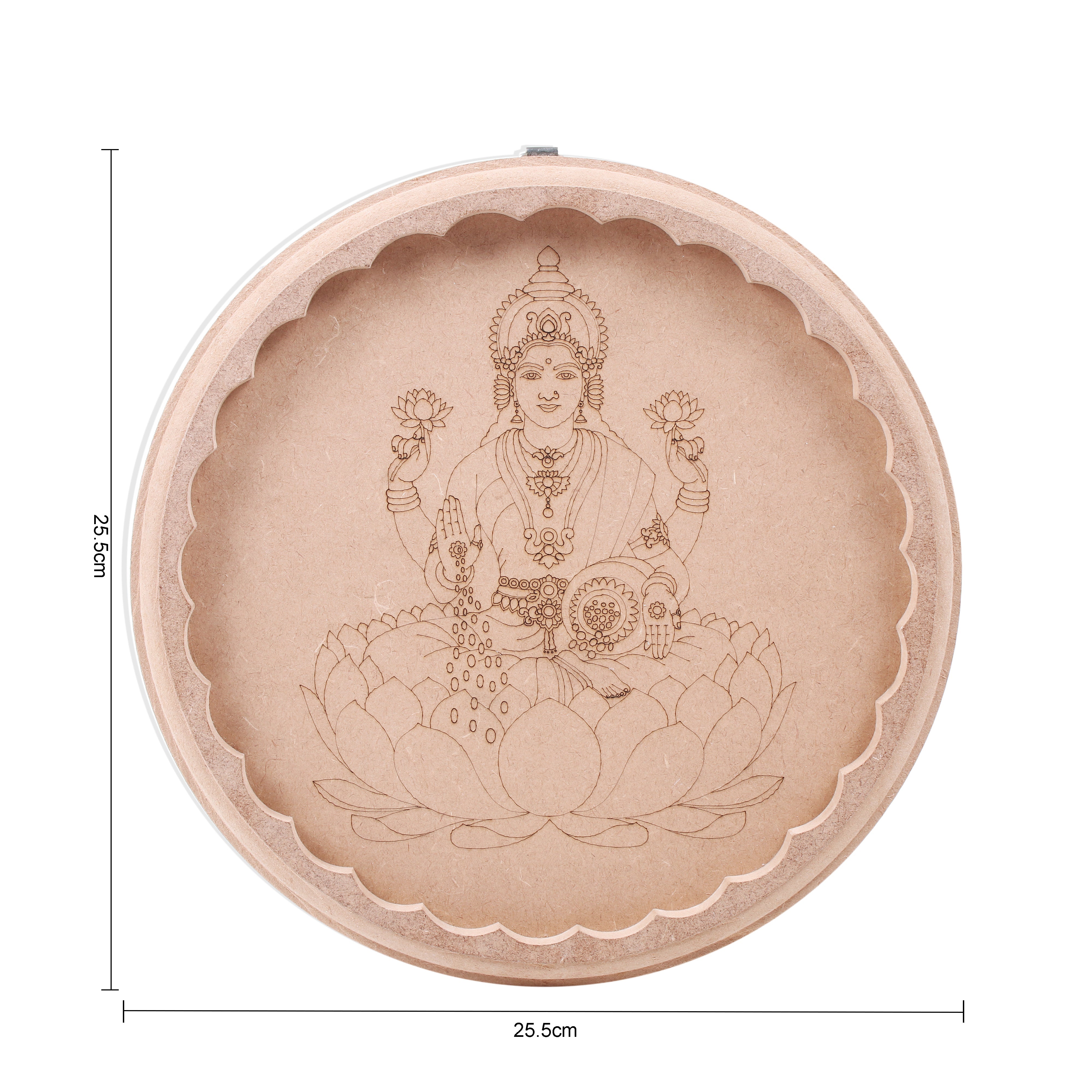 MDF Pre Marked Goddess Lakshmi With D Ring Hanging Hook 10inch Dia 1pc