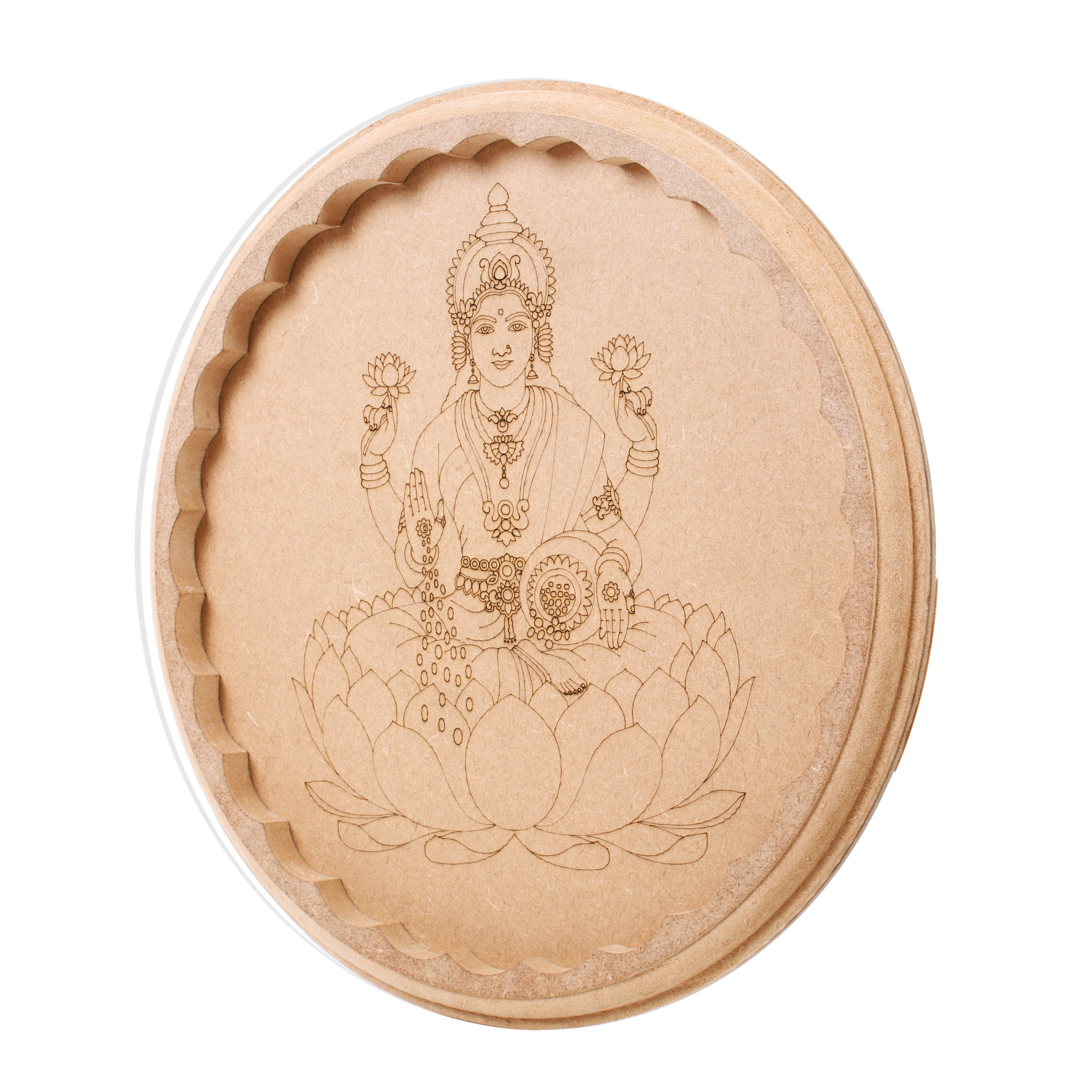 MDF Pre Marked Goddess Lakshmi With D Ring Hanging Hook 10inch Dia 1pc
