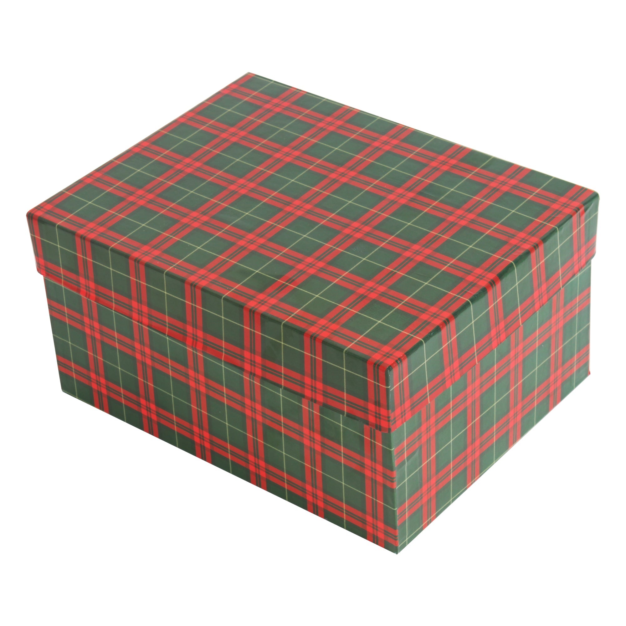 Gift Box Tartan Check Festive Hues L21 X W15.5 X D10.5cm1pc