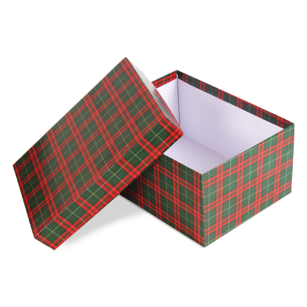 Gift Box Tartan Check Festive Hues L21 X W15.5 X D10.5cm1pc