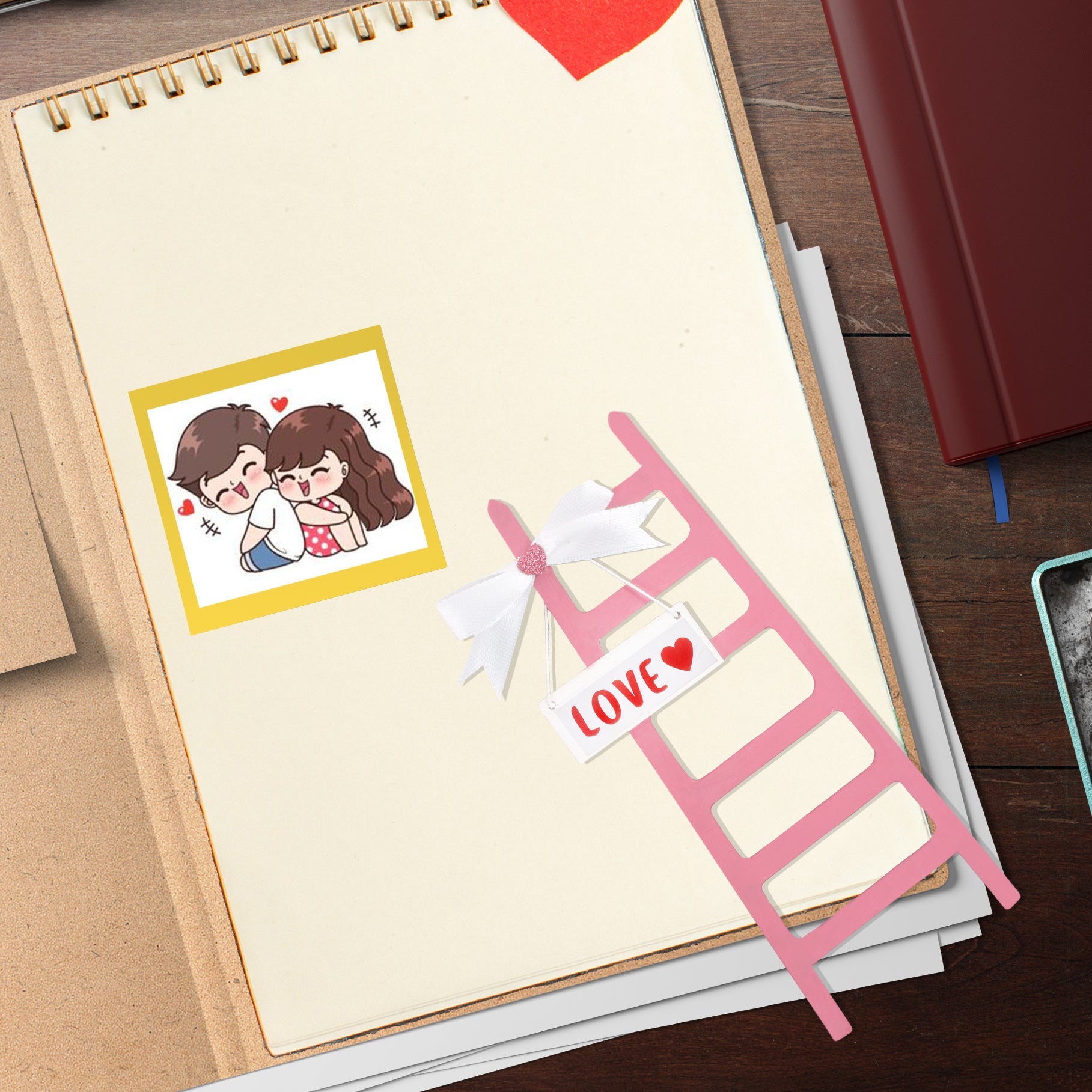 Hanging Ladder Of Love Rosy L17.25 X W6Cm 2Mm 1Pc