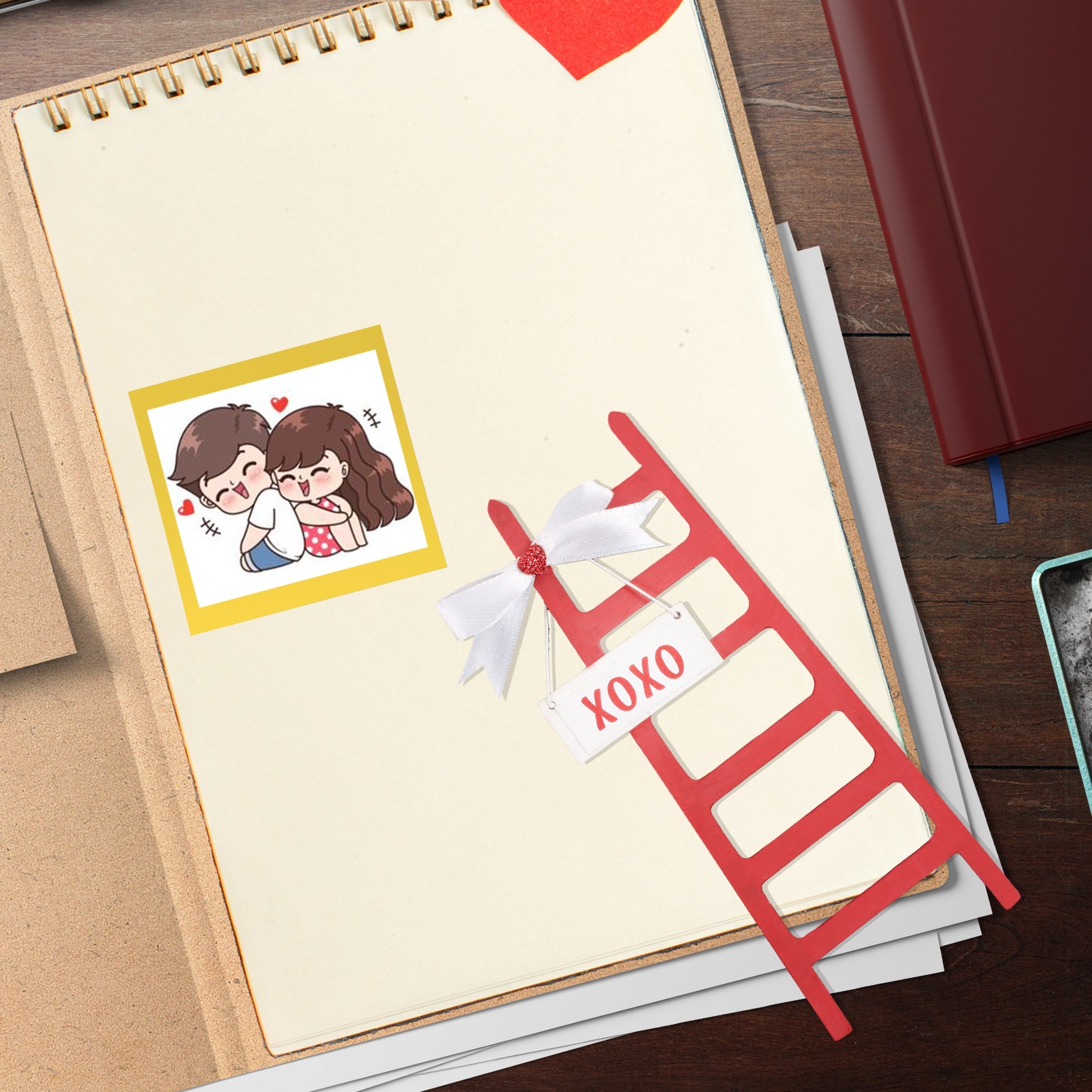 Hanging Ladder Of Love Red L17.25 X W6Cm 2Mm 1Pc