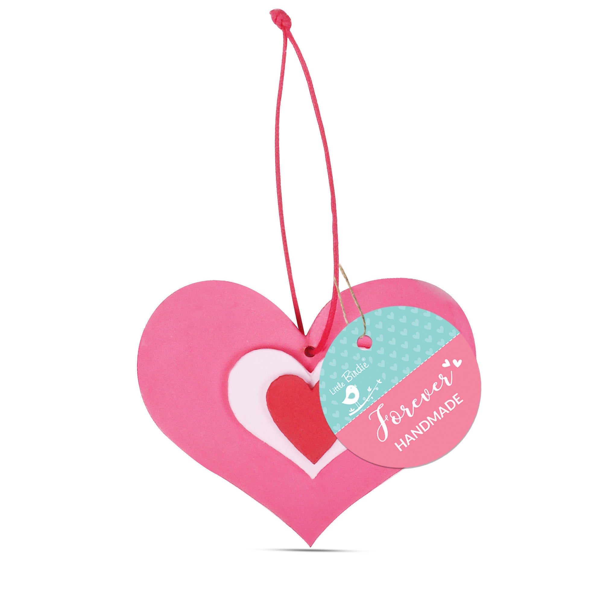 Hanging Layered Heart Pink - L7.5 X W6.5 2Mm 1Pc