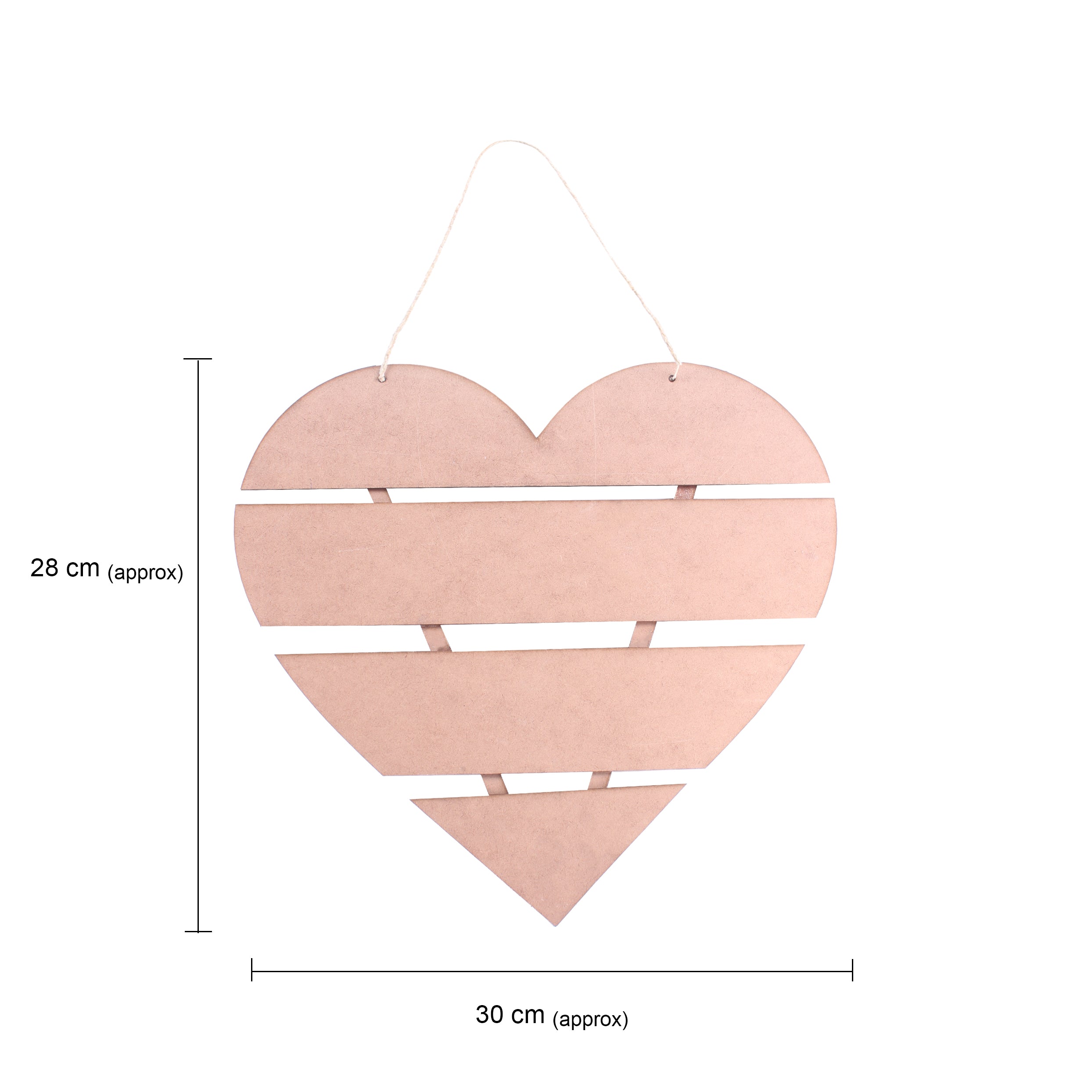 MDF Slatted Heart 30 X 28Cm 2Mm Thick 1Pc Lb