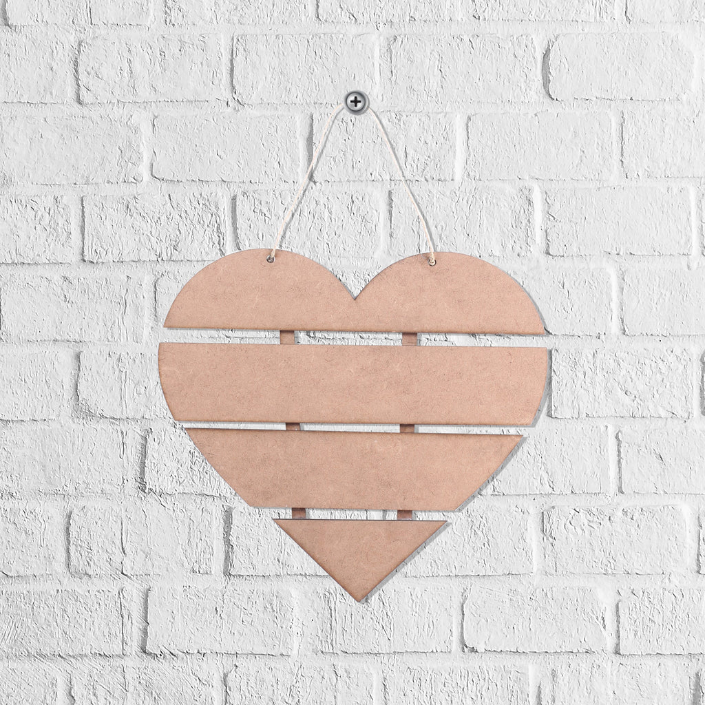 MDF Slatted Heart 20 X 19.5Cm 2Mm Thick 1Pc Lb