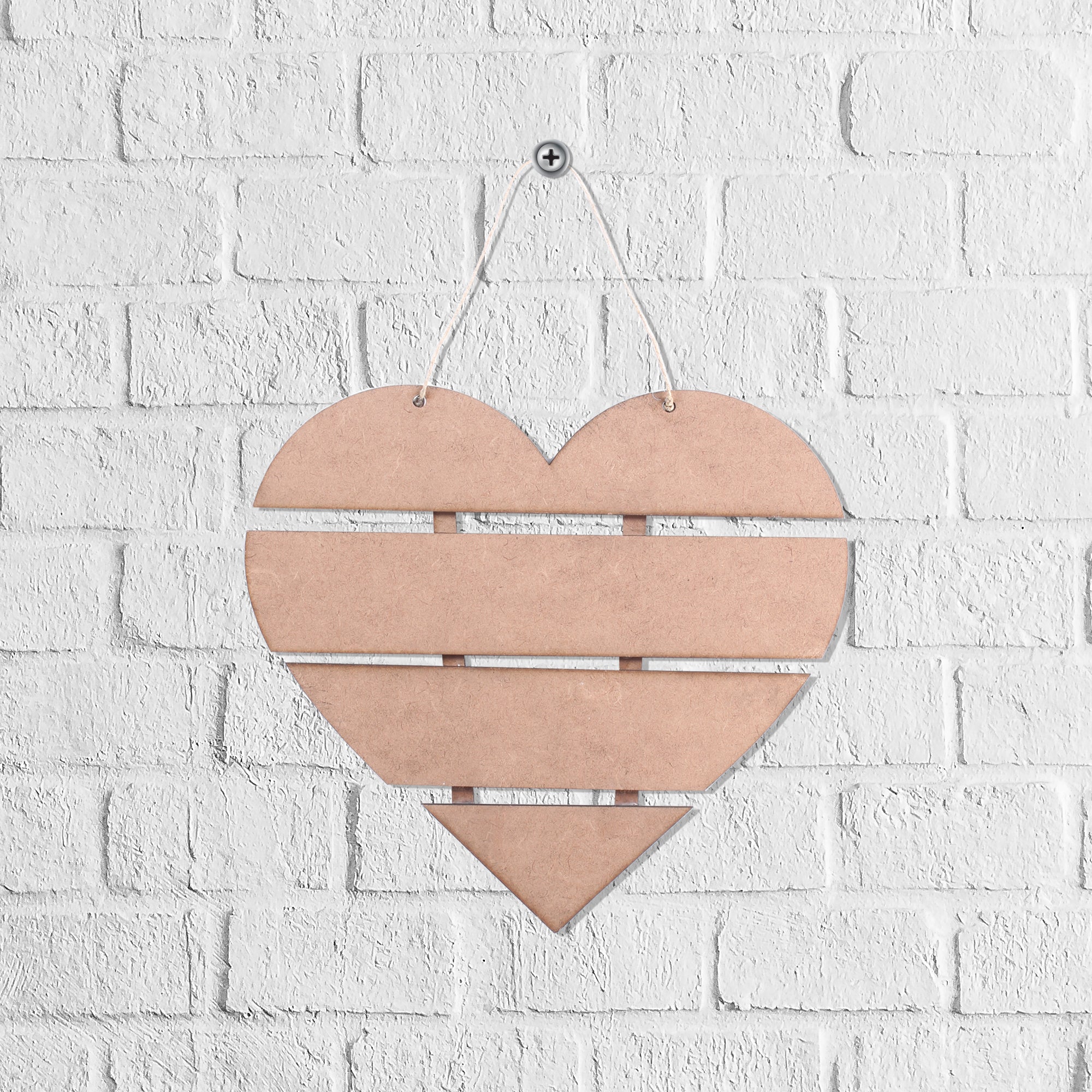 MDF Slatted Heart 20 X 19.5Cm 2Mm Thick 1Pc Lb