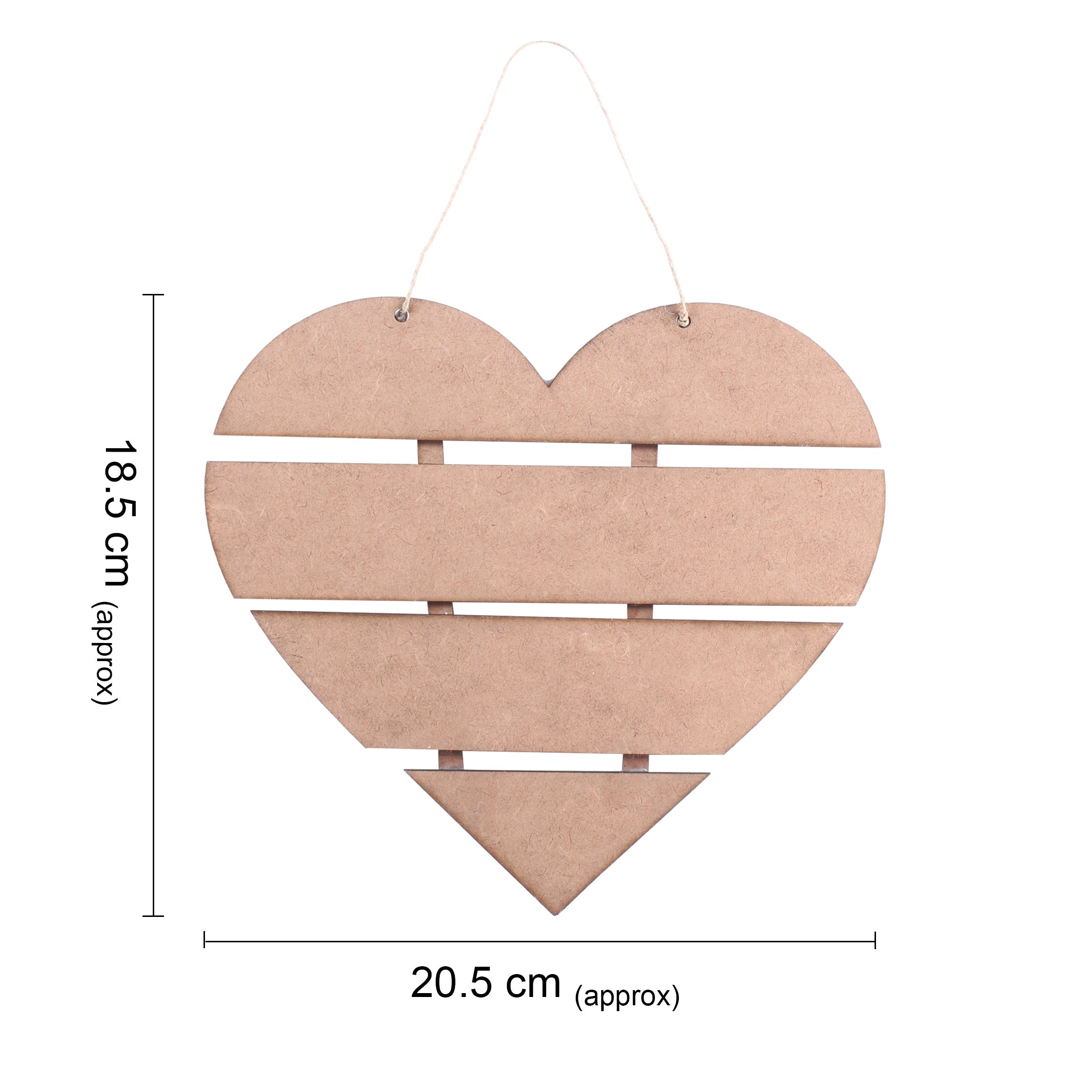 MDF Slatted Heart 20 X 19.5Cm 2Mm Thick 1Pc Lb