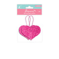 Shimmery Hanging Hearts Plush Pink 7.5 X 6.5Cm 2Mm Thick 2Pc