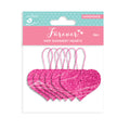 Shimmery Hanging Hearts Plush Pink 3.5 X 3Cm 2Mm Thick 6Pc