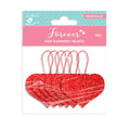 Shimmery Hanging Hearts Deep Red 3.5 X 3Cm 2Mm Thick 6Pc
