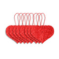 Shimmery Hanging Hearts Deep Red 2.5 X 2.5Cm 2Mm Thick 8Pc