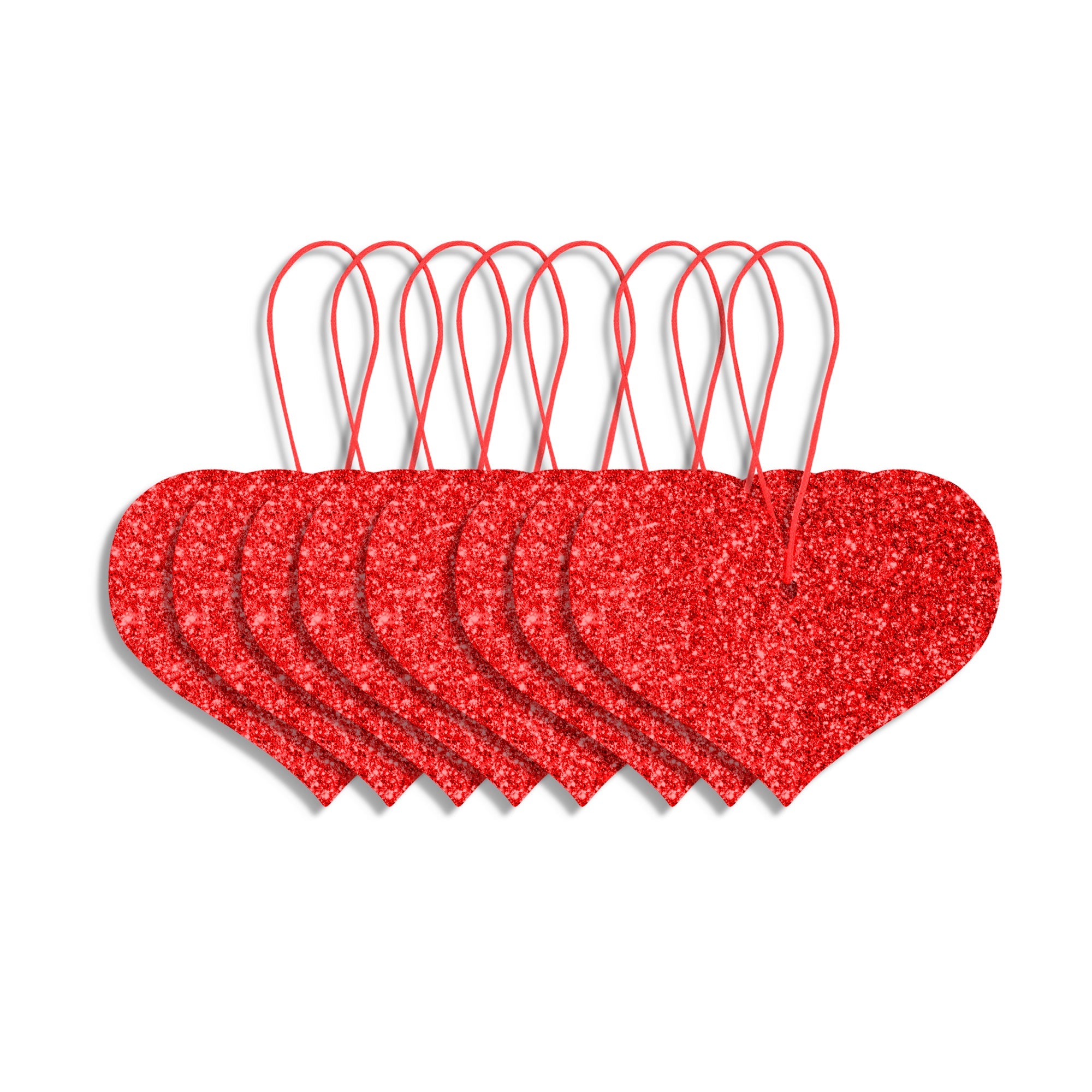 Shimmery Hanging Hearts Deep Red 2.5 X 2.5Cm 2Mm Thick 8Pc