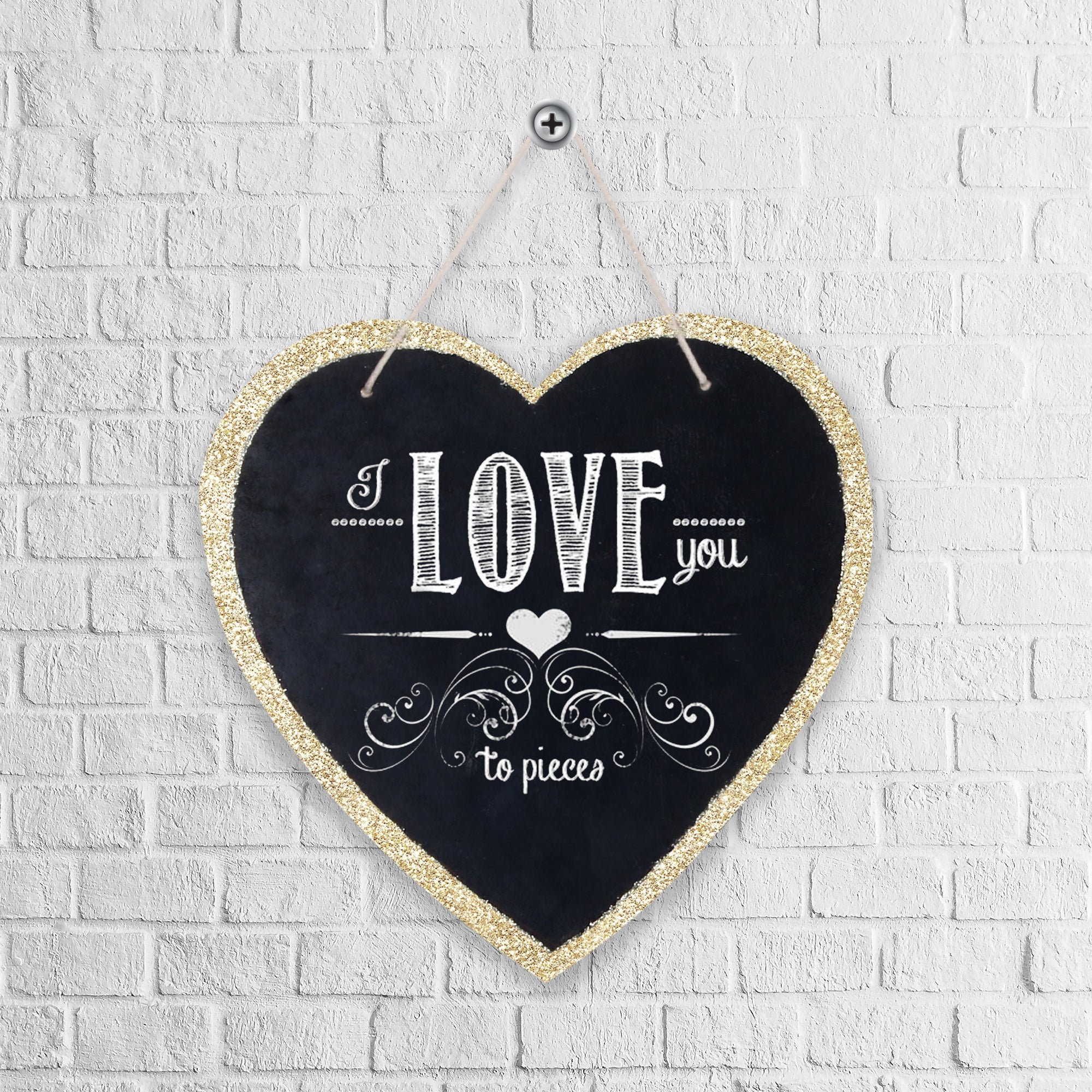 Hanging Chalkboard - Message From The Heart 10.25 X 10.25Inch 5.5Mm 1Pc