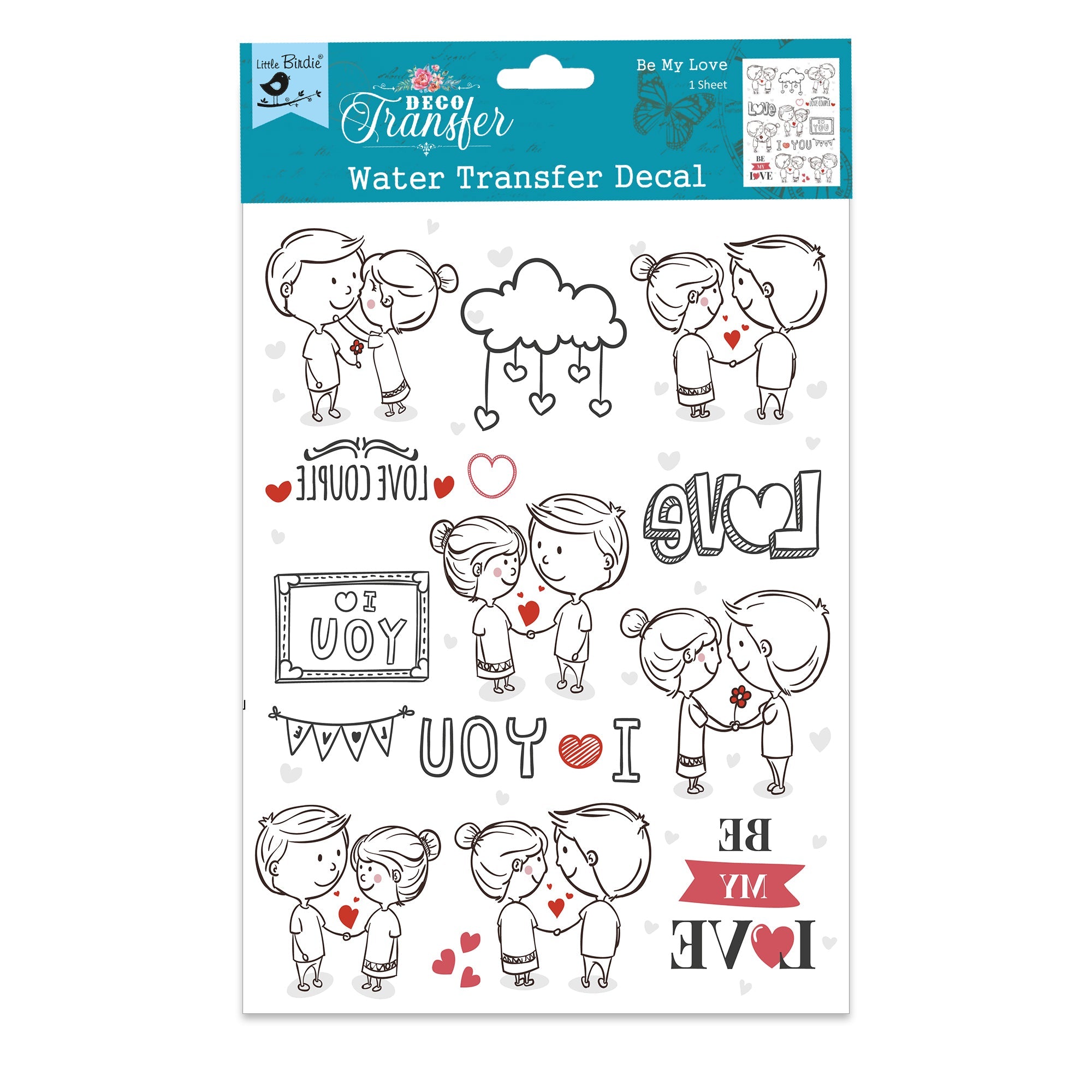 Deco Transfer Sheet Be My Love 10inch X 7.5inch 1pc